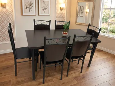 Brand new dining table with 6 chairs available