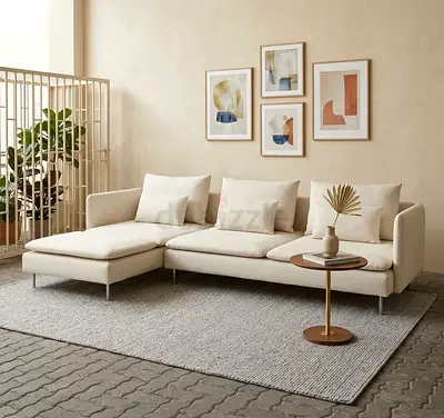 Stylish Corner Sofa
Modern white L-shape sofa with an extended chaise for extra comfort. A beautifu