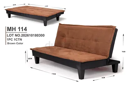 Brown Convertible Futon Sofa Bed with Wooden Legs (MH114)