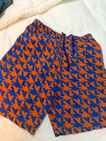Men's Louis Vuitton Patterned Swim Shorts - Blue & Orange, Size small