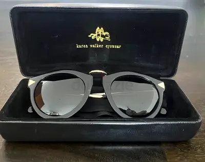 Karen Walker Black Round Sunglasses with Case