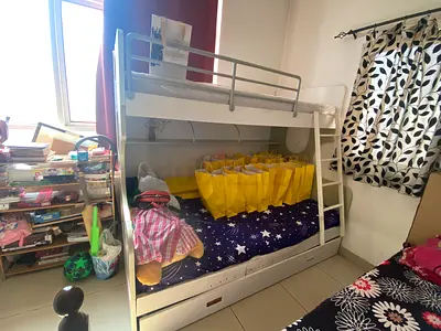 Bunk Bed with Single Mattresses only down with storage