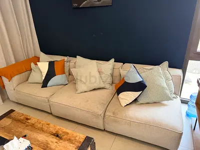 Beige 3-seater Modular Sofa with Cushions - Good Condition - for free