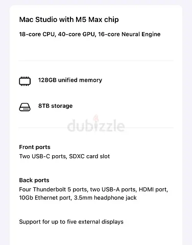 Apple Mac Studio (M5 Max) — 128GB RAM, 8TB