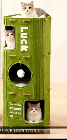 Green Multi-level Cat Condo Tower — Good Condition