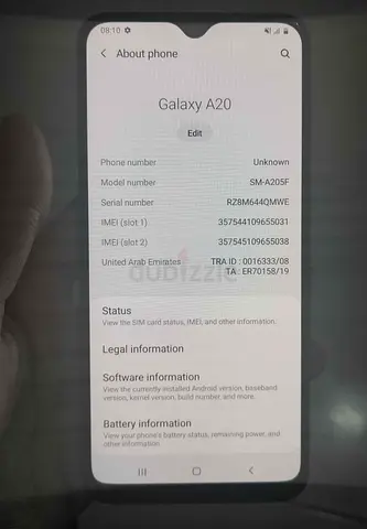 Samsung Galaxy a20 3/32 back door little break otherwise Good Working