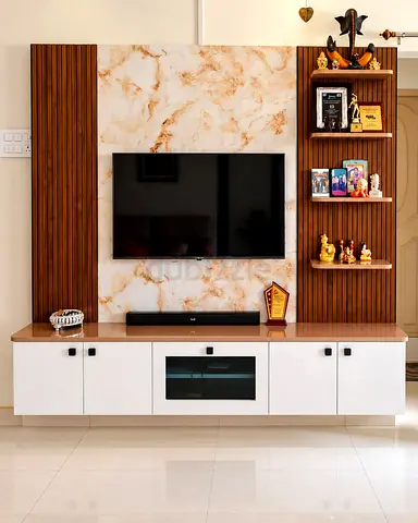 Modern Luxury TV Unit & Wall Panel Design | Custom Carpentry Work Description: Premium TV wall unit