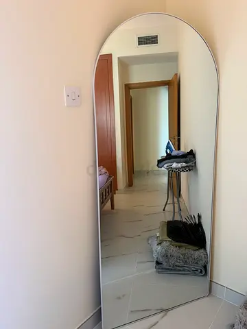 Full-Length Arch Top Standing Mirror - Silver Frame