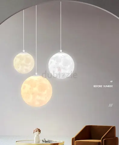 Set of 3 Moon Pendant Lamps — Hanging Decorative Light Fixtures