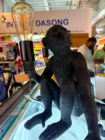 Decorative Monkey Table Lamp with Exposed Bulb