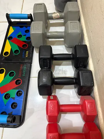 Home Dumbbell Set with Push-Up/Resistance Board and Kettlebell