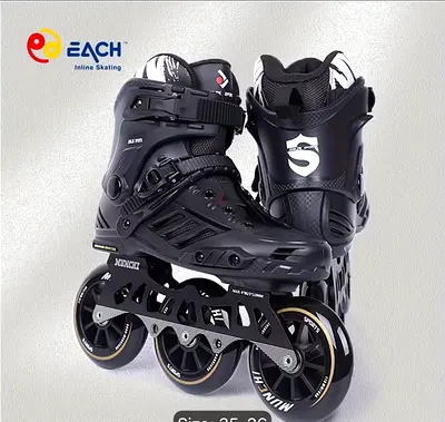 Pair of black new adult inline roller skates - size 42-44 (adjustable) never used
