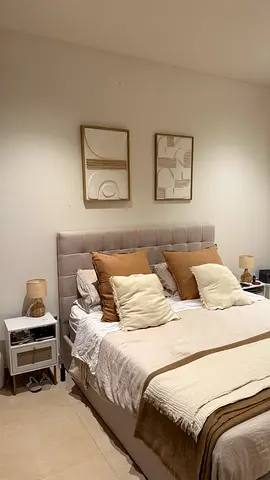 King size bed with upholstered headboard and storage, (includes Emma mattress) - good condition