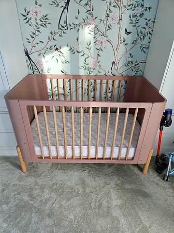 Boori - Nova Wooden baby crib in good condition, pink finish with mattress included
