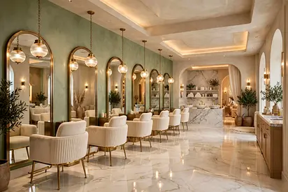 Xelvion Sage Green Gold Salon Fit-Out, Beauty Salon – Vestige