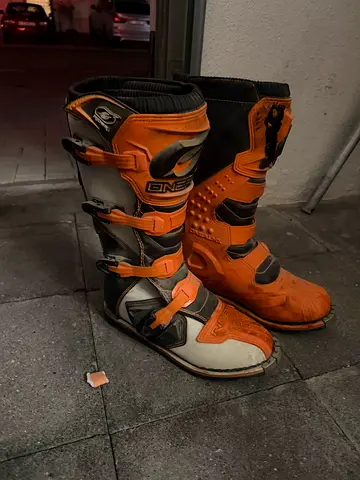 Used Orange/Black Off-road Motorcycle Boots - Size Unknown