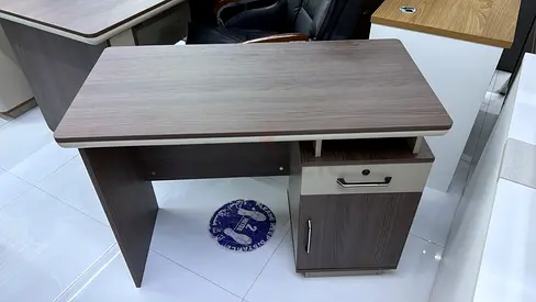 Compact single-drawer wooden office computer desk with cabinet