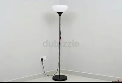 Simple Black Floor Lamp with White Shade - Good Condition
