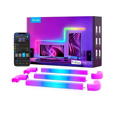 (3) 8-1 Govee RGBIC LED Light Bars Kit — Smart App & Voice Control (Like New)