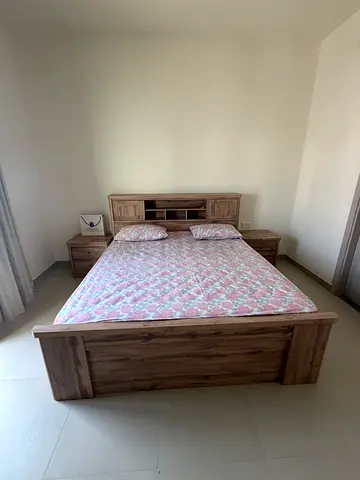 King-Sized Bed, with 2 nightstands tables Without mattress