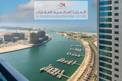 شقة مفروشة غرفتين وصالة وبلكونتين بإطلالة كاملة على البحر للإيجار الشهري في الخان، برج الشاطئ 1