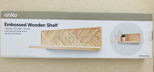 Embossed Wooden Wall Shelf BRAND NEW IN BOX