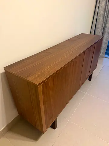Solid wood low storage cabinet / bench - good condition