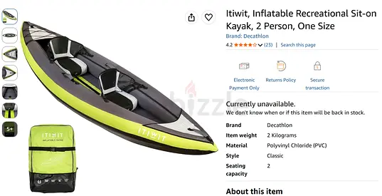 Decathlon Itiwit 2-Person Inflatable Kayak BUNDLE – Includes 2 Paddles & Pump!