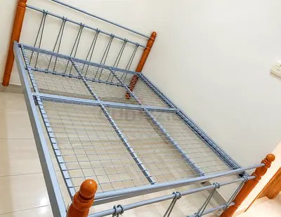 Metal Frame /Double Bed with Wooden Posts - Good Condition