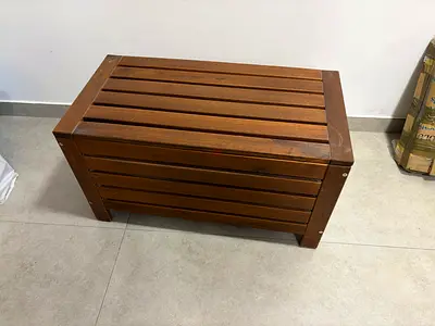Wooden Slatted Storage Bench / Coffee Table — 80x42x45 cm