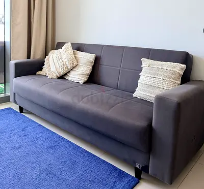Grey 3-Seater Sofa Bed with Storage (Converts to Bed 215×108)