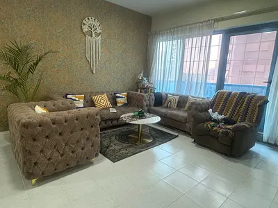 Large 3seater 2 seater and 1seater Tufted Fabric Sofa Set — Excellent Condition