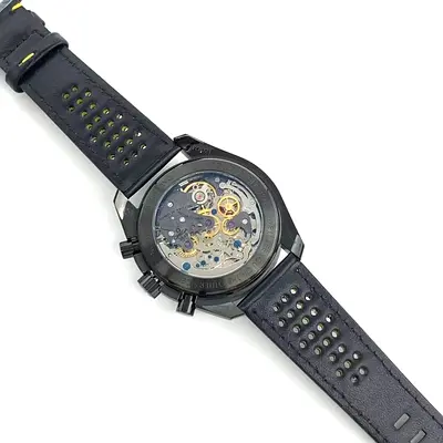 Omega 1.1 Men's Skeleton Mechanical Wrist (Watch,5000) with Black Leather Perforated Strap