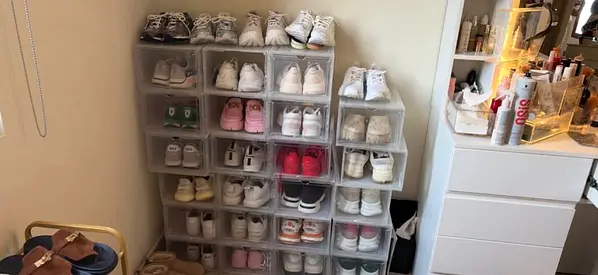 Used Shoe Collection in Stackable Clear Shoe Boxes - 20+ Pairs