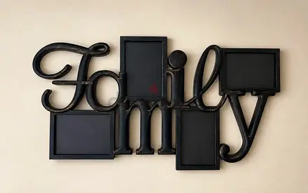 Decorative 'Family' Wall Photo Frame - Metal Black Finish