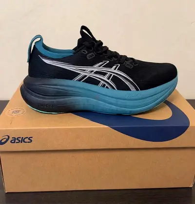 Asics Running Shoes (Black/Teal) - Size Not Specified, Gently Used