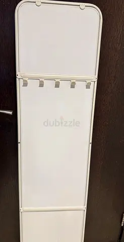 White Full-Length Mirror with 5 Hooks, 150 x 35 cm