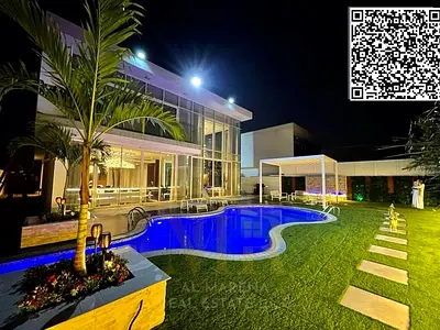Fully furnished luxury villa for sale in Al Zorah – Ajman | Direct golf course view | 6 bedrooms | Private swimming pool | Urgent sale