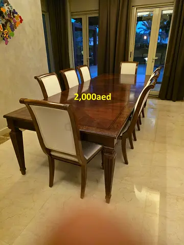 Solid Wood Extendable Dining Table with 8 Chairs - Good Condition