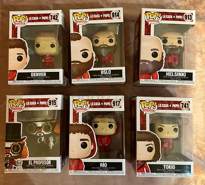 Set La Casa de Papel (Money Heist) Funko Pop Figures Denver, Oslo, Helsinki, El Profesor, Rio, Tokio