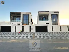 European-style villa with an elegant stone facade, located in Al Helio 2, Ajman. Prime location; pri