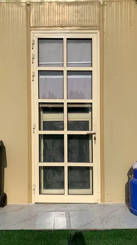 Grid design glass door
