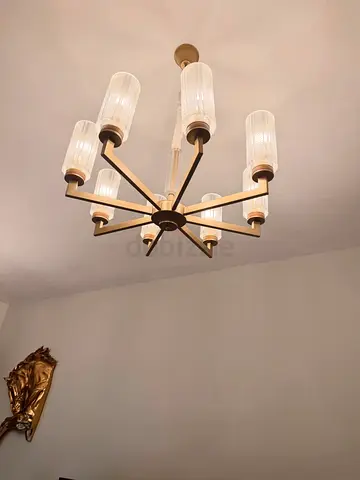 Modern 8-Arm Ceiling Chandelier with Glass Shades