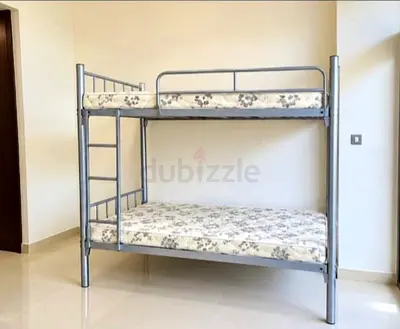 Metal Bunk Bed with Mattresses - Silver, brand new