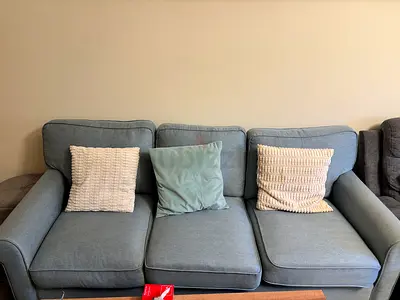 3+2 seater grey fabric sofa in good condition