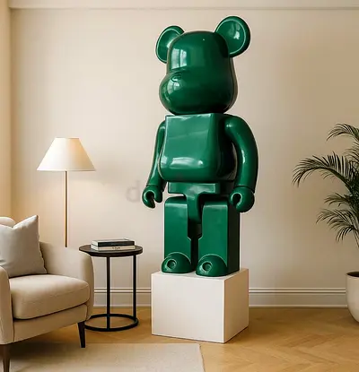 Giant Bear Pop Art Sculpture – 200 cm – Metallic Green