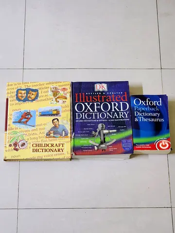 Illustrated Oxford + Paperback Thesaurus + Childcraft Dictionary