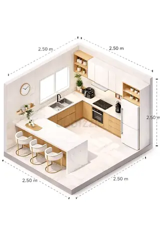 Modern Kitchen Cabinet with Storage Shelves