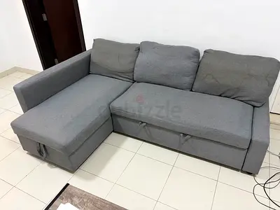 Grey L-shaped Sofa with Chaise - Good Condition