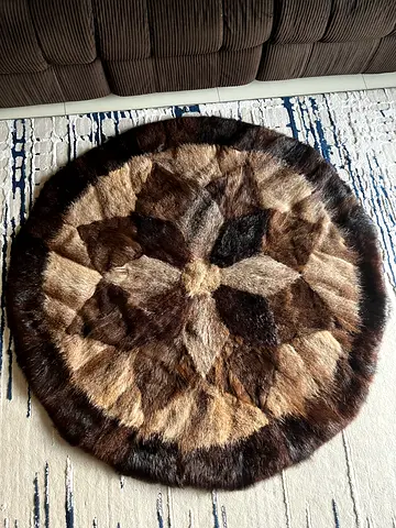 Beautiful round leather rug